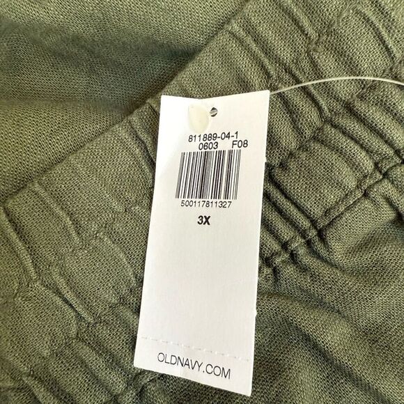 Old Navy Linen Blend Straight Pants Green High Rise comfort waistband 3X NWT - Picture 4 of 8
